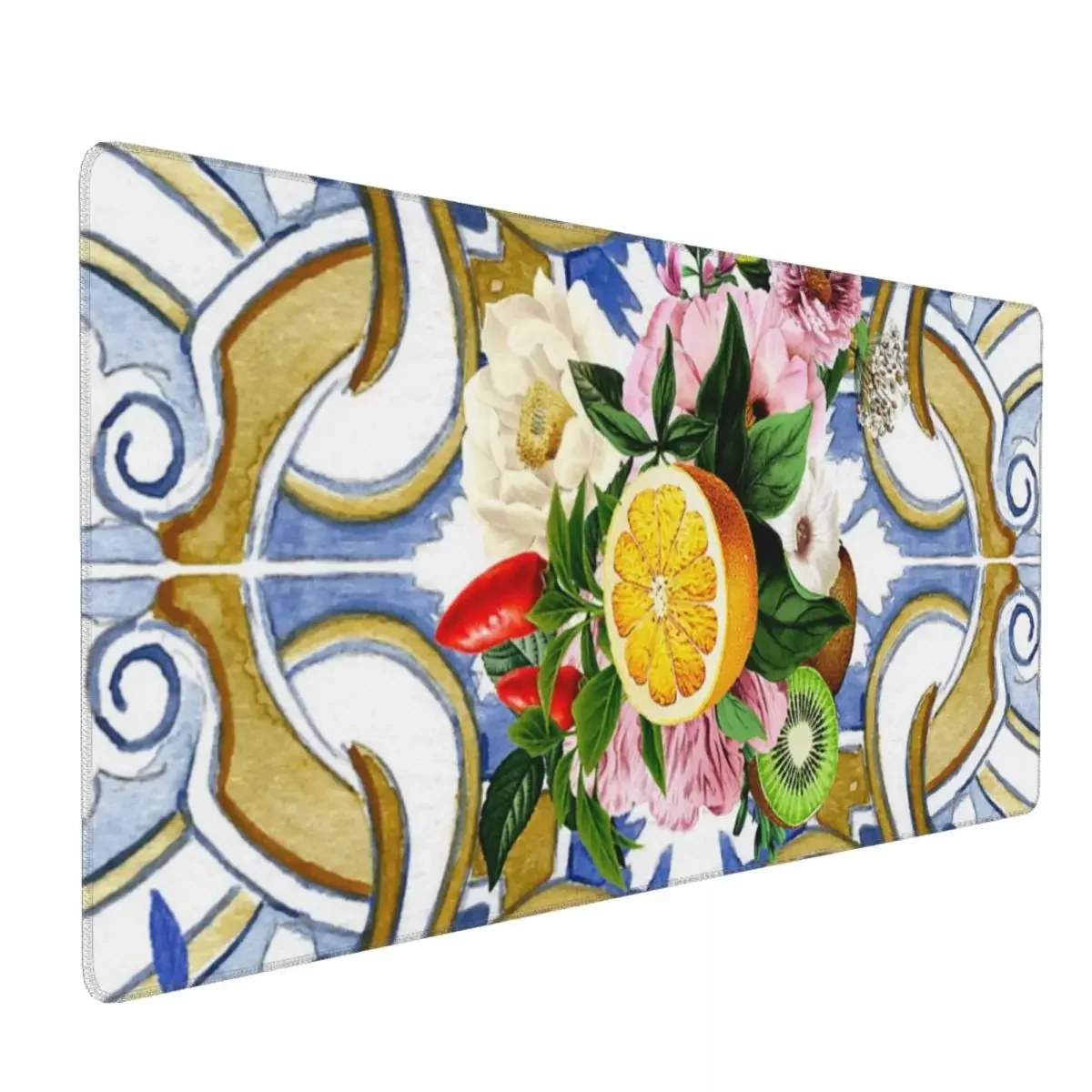 Sicilian Tiles,Mediterranean,Mosaic,Lemons Large Mouse Pad Computer Keyboard Mouse Mat Gaming PC Laptop Desk Mat Table Mats