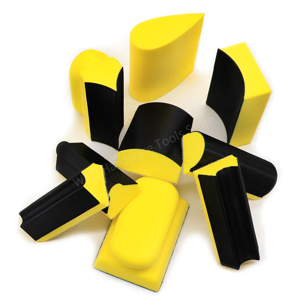 9PCS Contoured Profile Hand Sanding Block Set,Assorted Shapes Hook & Loop Detail Hand Sander Tools Kit for Woodworking Furniture