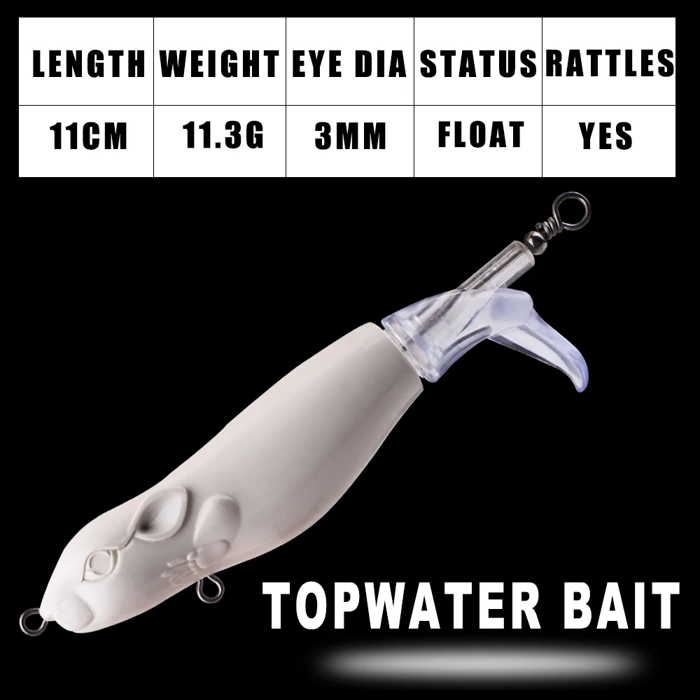 Imagem -02 - sem Pintado Mouse Topwater Blanks Lure Artificial Bass Lure Isca Dura sem Pintar para Faça Você Mesmo 11cm 11.3g 10 Pcs por Lote Dr.holife-flutuante