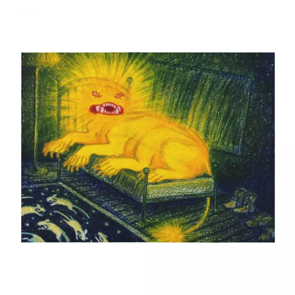 

The angel came to me in a fever hallucination, perched upon my bed as I returned from the bathroom. Throw Blanket