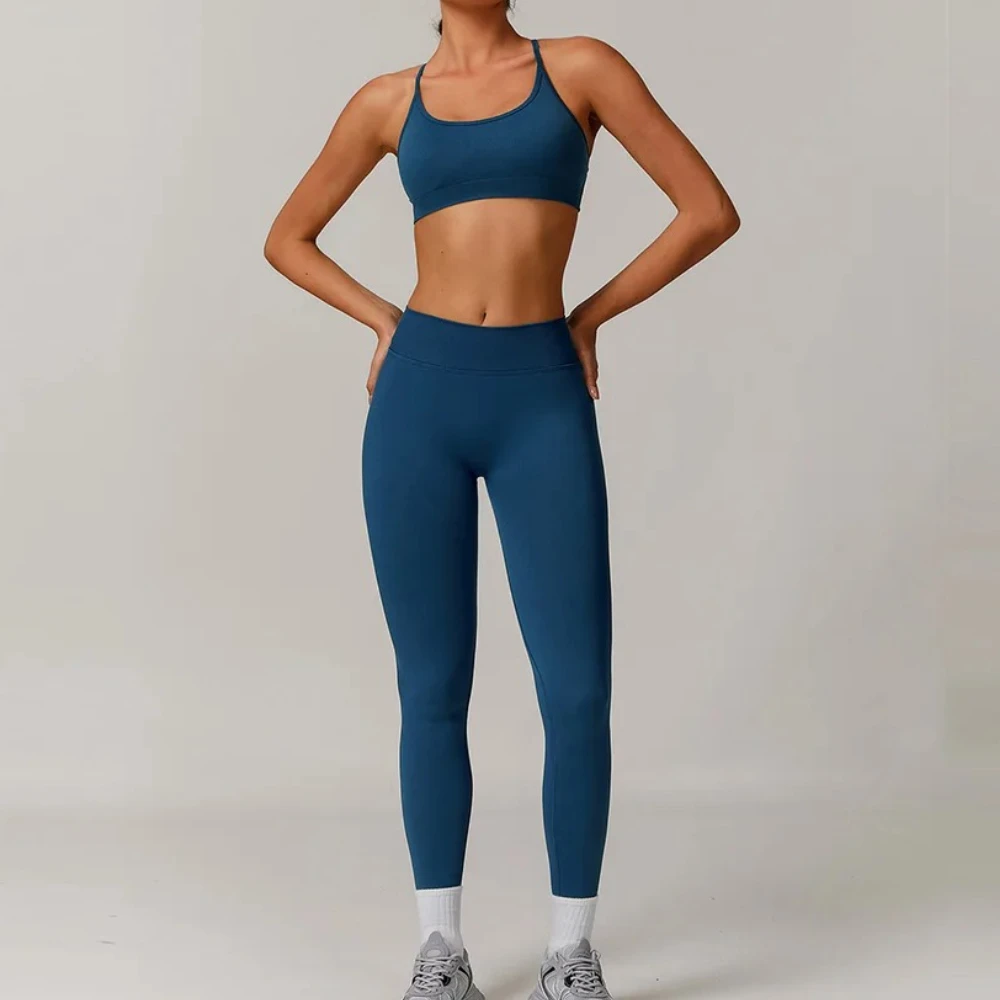 Conjunto de 2 uds de Yoga sin costuras, ropa de gimnasio Sexy, ropa deportiva, trajes de Yoga para mujer, chándal, conjunto de Fitness, chándales, sujetador deportivo para Yoga y gimnasio