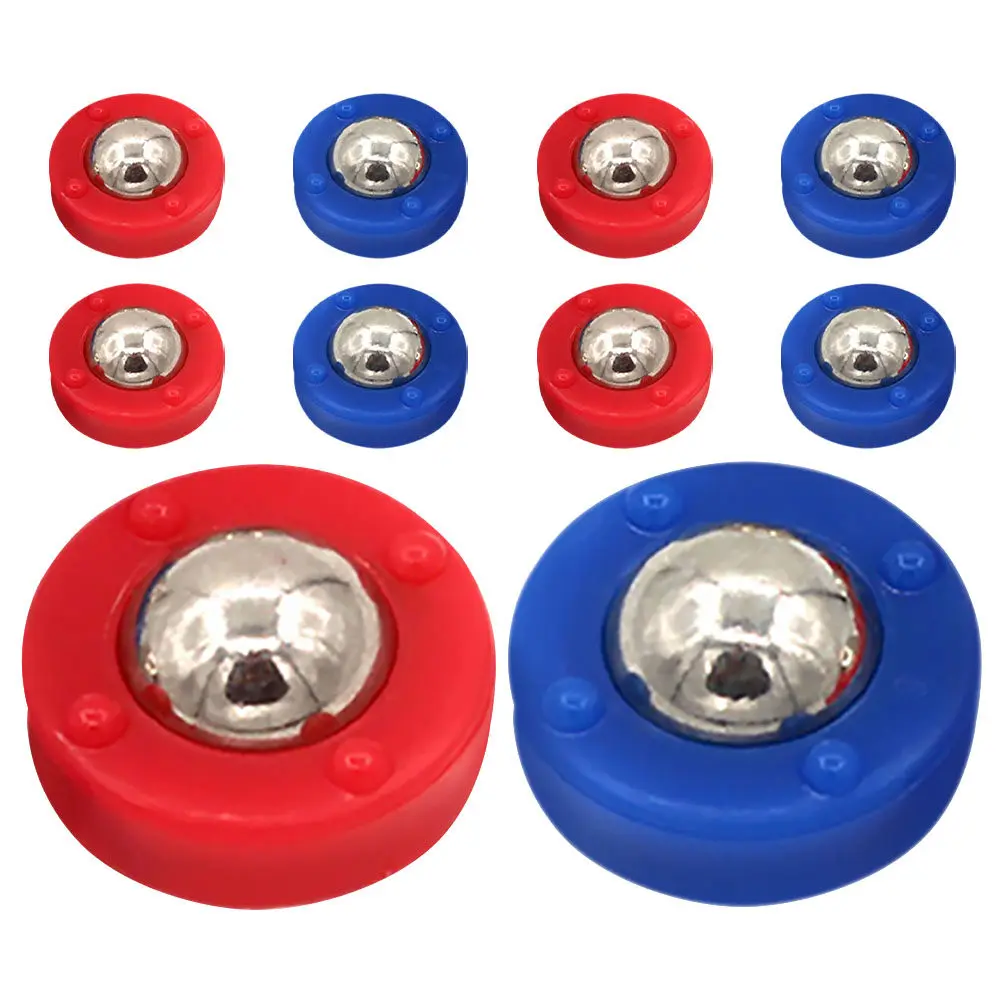 Image 4: Lot de 10 mini-pucks de shuffleboard – Jeu de balle roulante de table pour enfants – Divertissement intérieur – Rangement portable – Installation facile – Acier