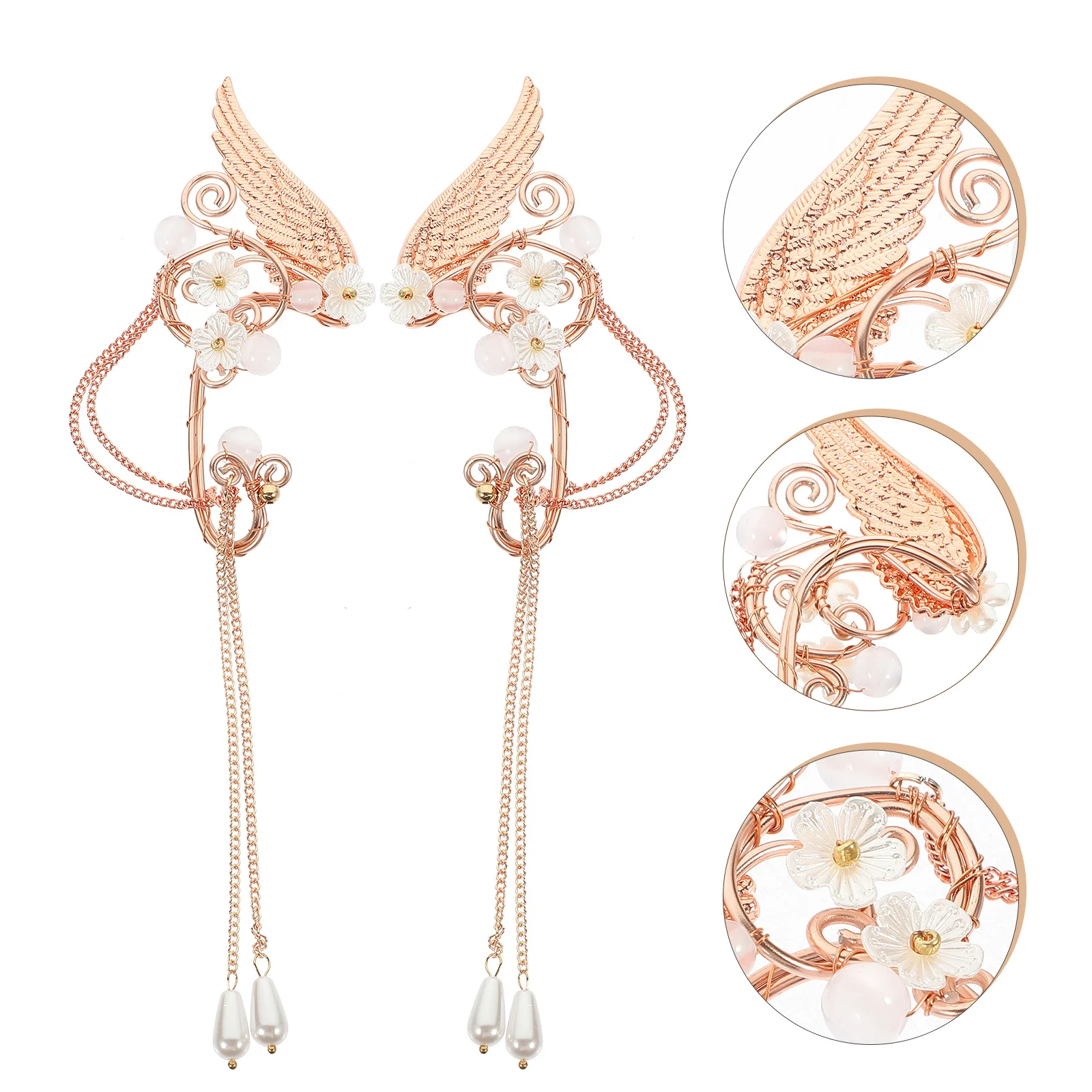 

1 Pair Women Ear Cuffs Pearl Tassel Ear Clip Non Pierced Earrings Lightweight Gift for Teens Pretty Earrings for Women