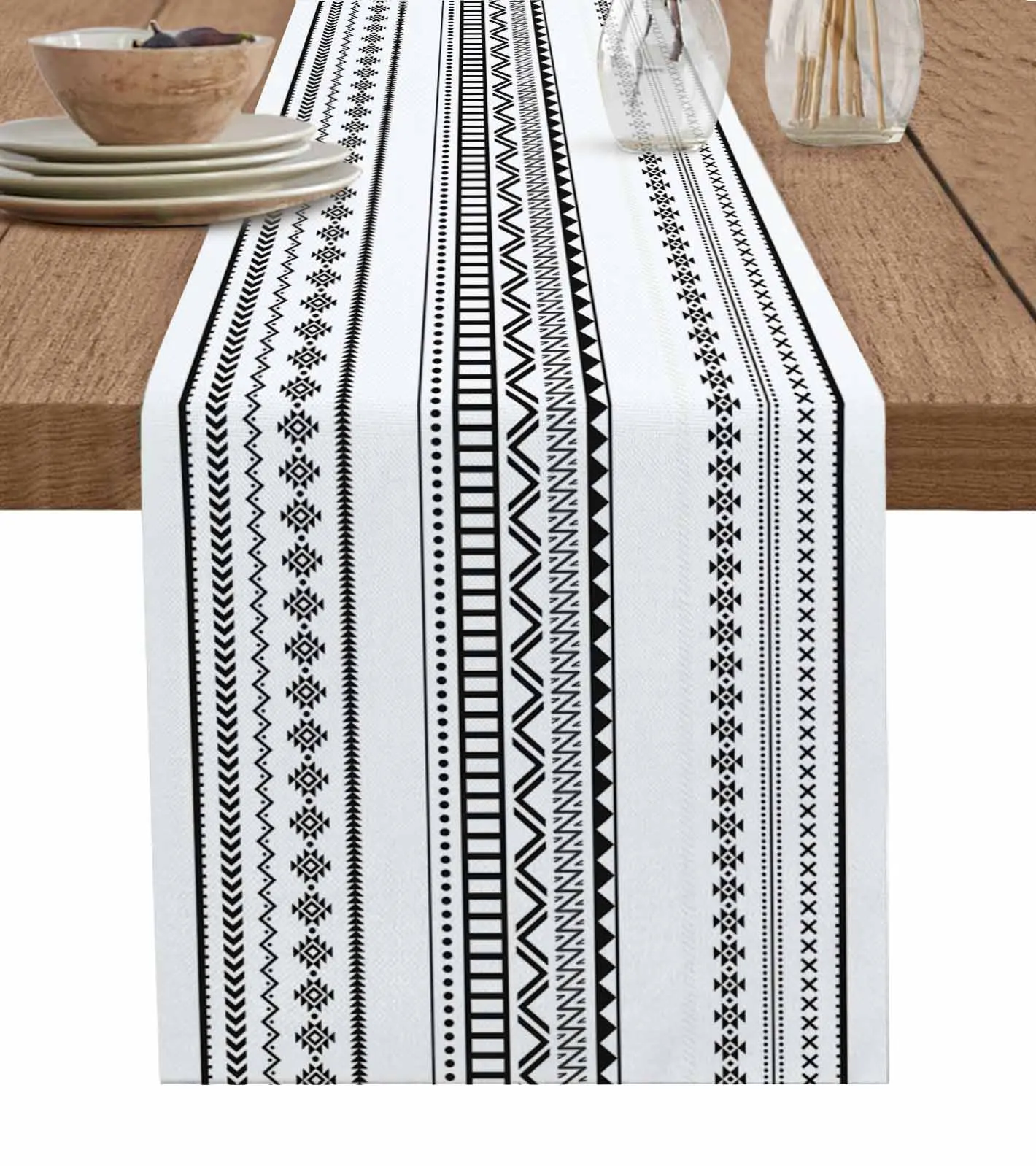 Vintage Farmhouse Bohemian Texture Table Runners for Dining Room Coffee Home Decoration Tablecloth 4/6 Pcs Placemats Table Cover