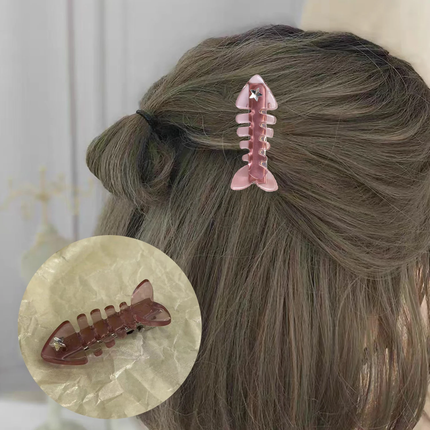 Cute Sweet Fish Bone Hair Clip Barrettes Fashion Small Fish hairpin Duckbill Clip side clips Hair Accessories For Women