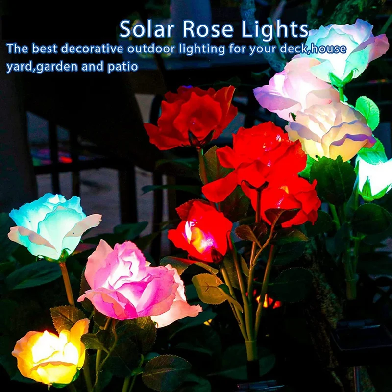 TKOH-4 Confezione di luci solari da giardino Luci decorative con fiori solari con 20 fiori di rosa per l'arredamento della festa del prato del patio esterno