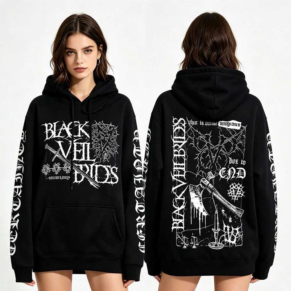 Certainty Hoodie Black Veil Brides Rockband Streetwear Mode Gothic Grafik-Print Sweatshirts Damen Herren Locker Lässiger Pullover – Detail 4