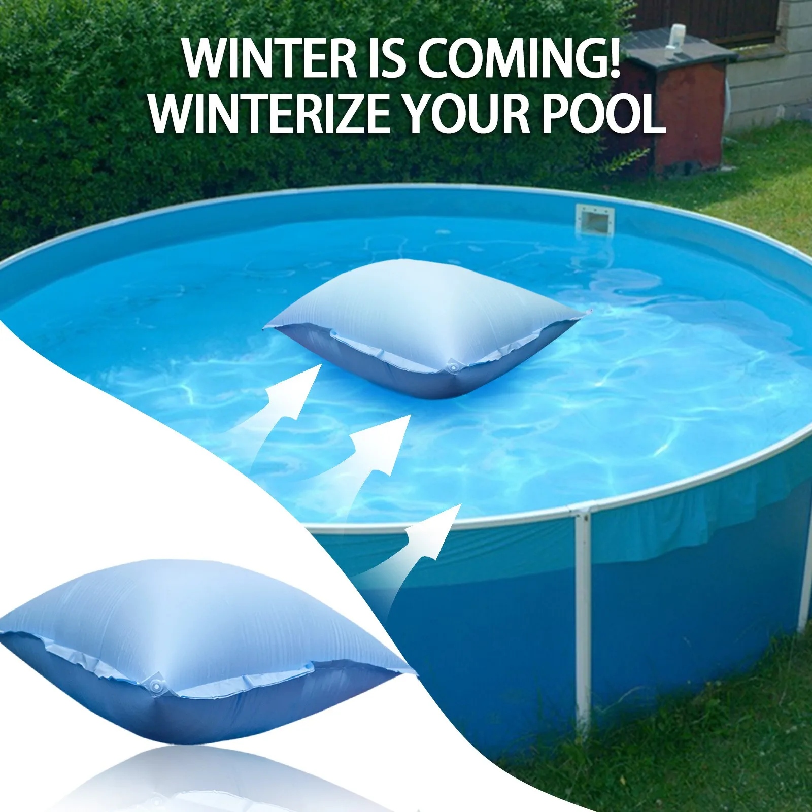 Almohada de invierno para piscina, cubierta duradera para piscina de invierno, almohada de aire, cojín flotante inflable para piscina sobre el suelo