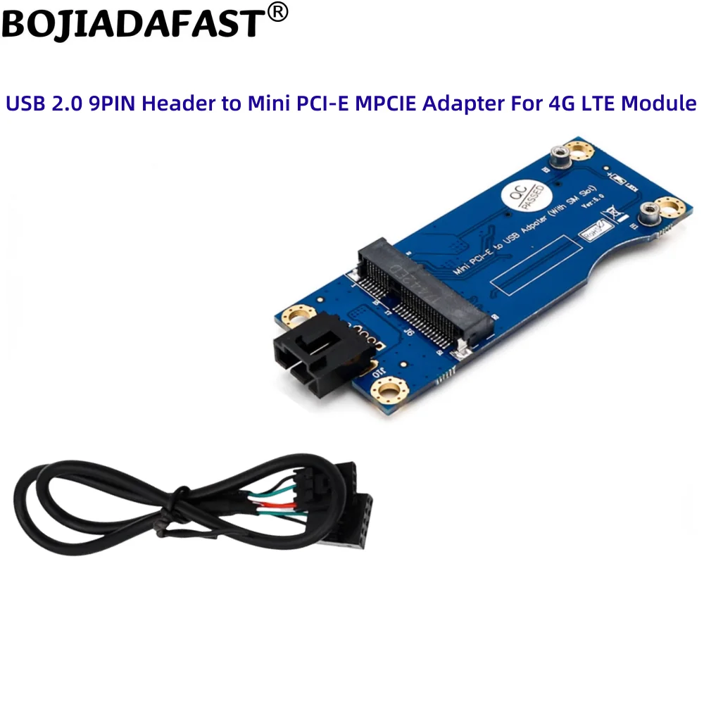 USB 2.0 9ピンヘッダー ミニPCI-E MPCIe ワイヤレスアダプター SIMカードスロット1つ搭載 Ver 5.0 3G/4G LTEモジュールモデム対応