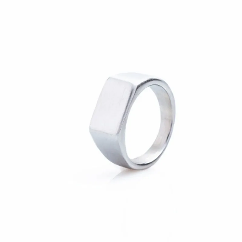 Hot Selling Titanium Staal Eenvoudige Rechthoekige Patroon Ring Voor Vrouwen Mannen Sieraden Valentijnsdag Geschenken Maat 7-13 - afbeelding 1
