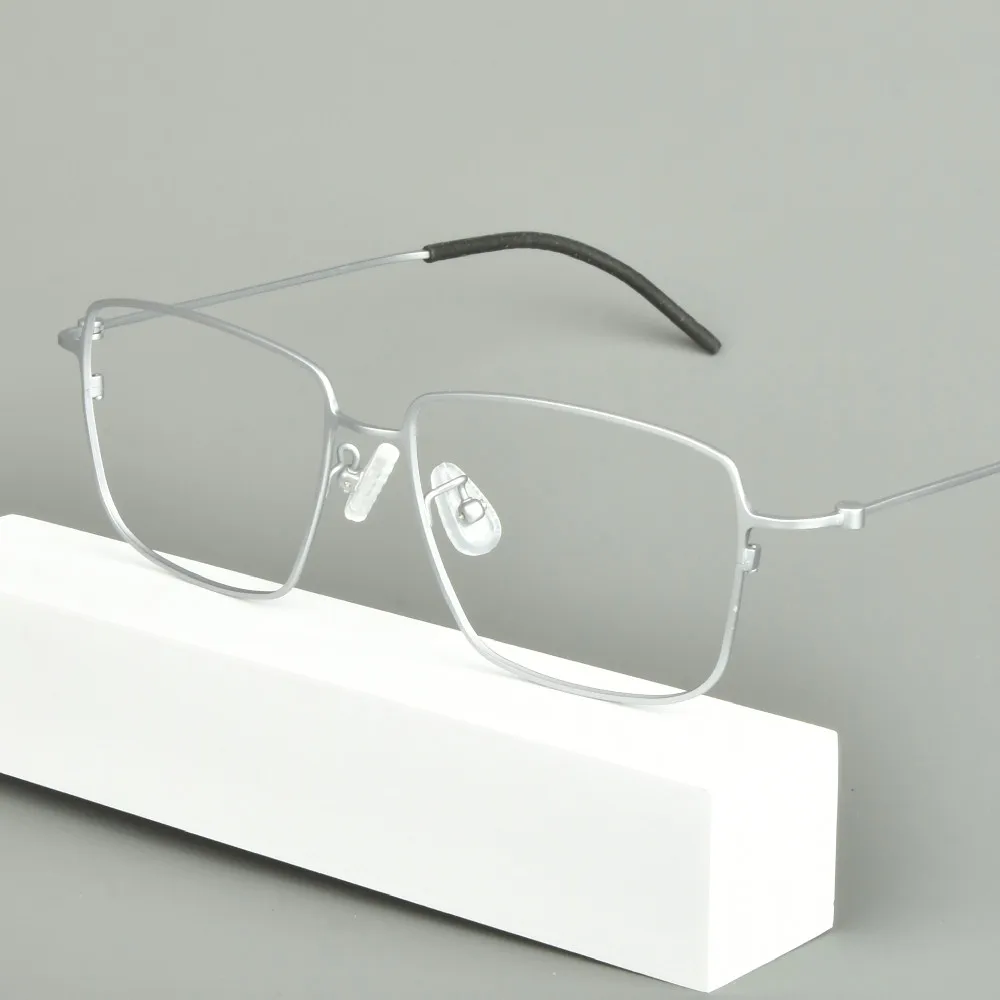 Handmade Pure Titanium Square Men Glasses Frame Businese Big Rim Fashion Optical Eyeglasses Progressive Prescription Spectacles