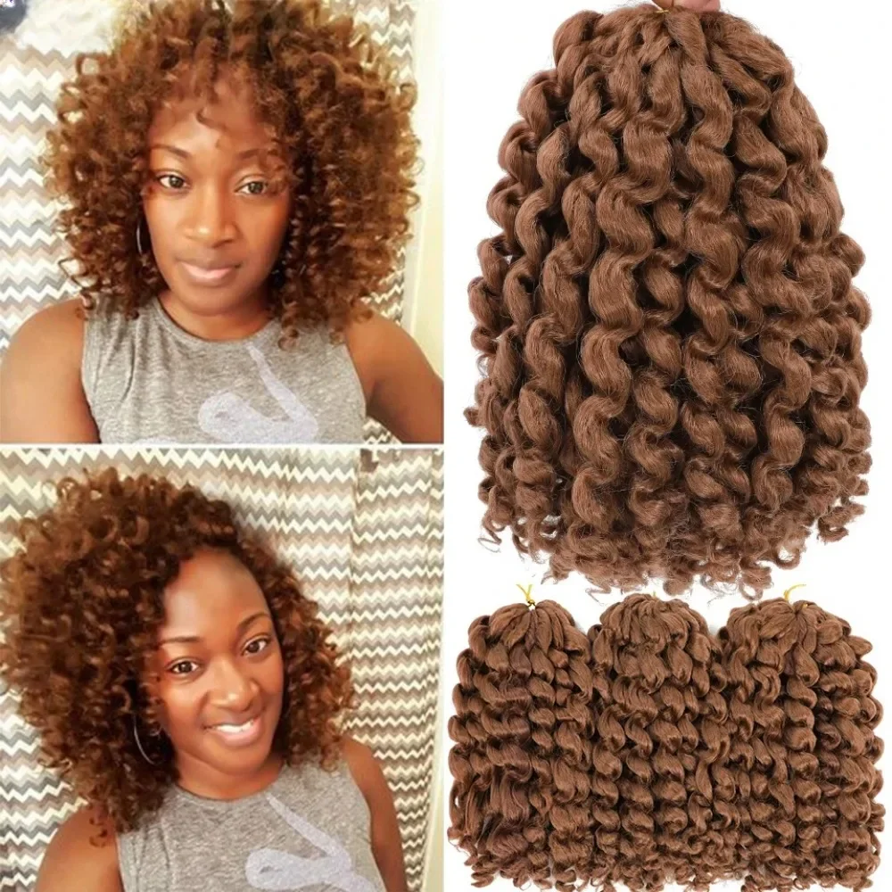 Synthetic Ombre Braiding Hair Jumpy Wand Curl Crochet Braids Hair Extension Jamaican Bounce Curly Hair 8IN 80g 20Strands/Pack