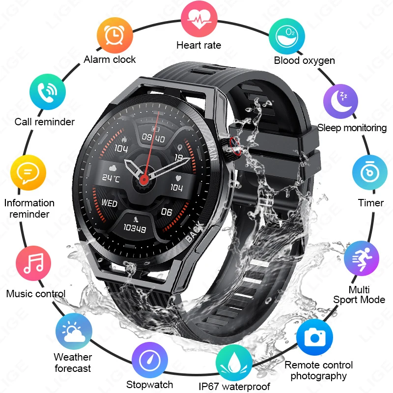 

LIGE New Smart Watch Men Sports Fitness Tracker Smartwatch For Men 1.32inch Full Touch HD Bluetooth Call Watch For Android IOS