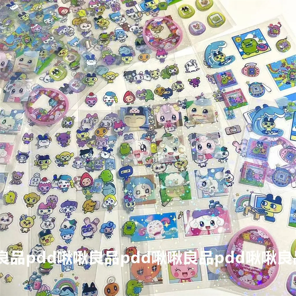Kawaii Tamagotchi Repetitive лазерная флэш-пленка наклейки мультфильм прозрачные чехлы для телефонов ноутбук Diy декоративные наклейки подарки
