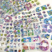 Kawaii Tamagotchi Repetitive Laser Flash Film Stickers Cartoon Transparent Phone Cases Notebook Diy Decorative Stickers Gifts