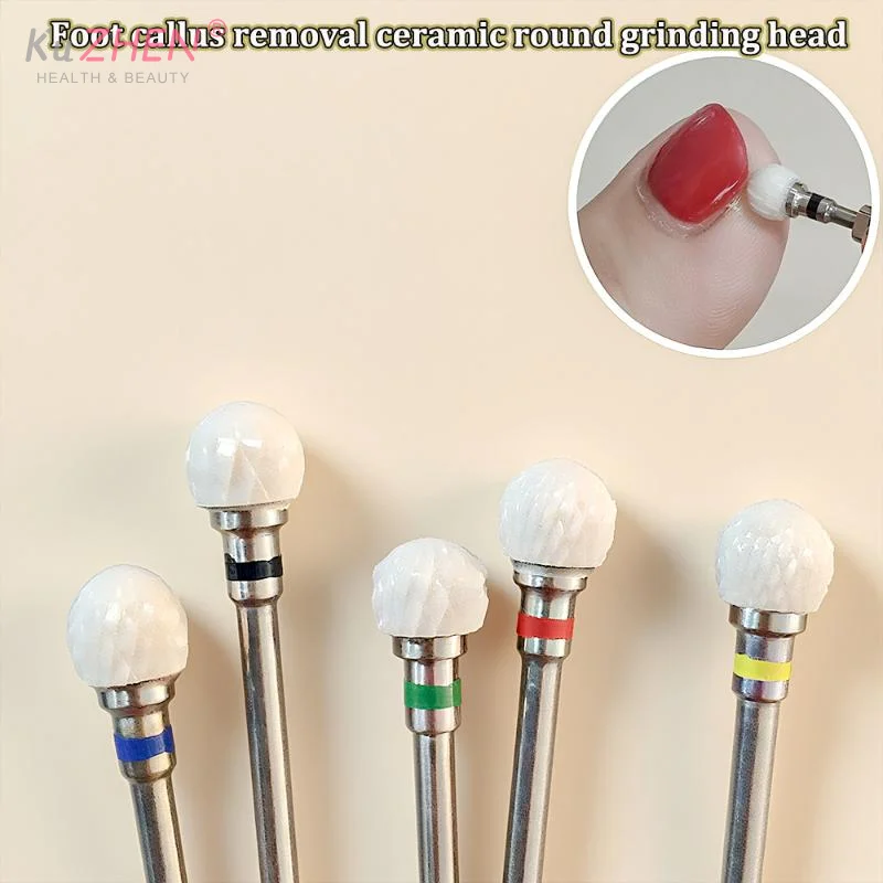 หัวเจียรเล็บเซรามิกทรงกลม สำหรับเครื่องตะไบเล็บไฟฟ้า ใช้ขัดเล็บและกำจัดหนังกำพร้าอย่างรวดเร็ว อุปกรณ์เสริมสำหรับเครื่องขัดเล็บไฟฟ้า