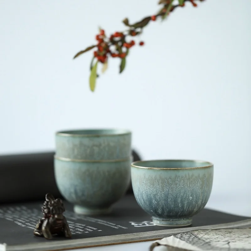 ★Jingdezhen Private Drop-in Tea Cup Handmade Blue Master Cup Lettered Cup Personalized Dedicated Single Cup Tea Appreciation Cup