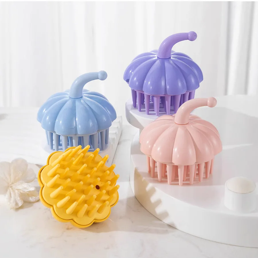

Pumpkin Shaped Scalp Massage Hair Brush Silicone Shampoo Brush Hair Washing Comb Bath Shower Brush Body SPA Massage Hairbrush