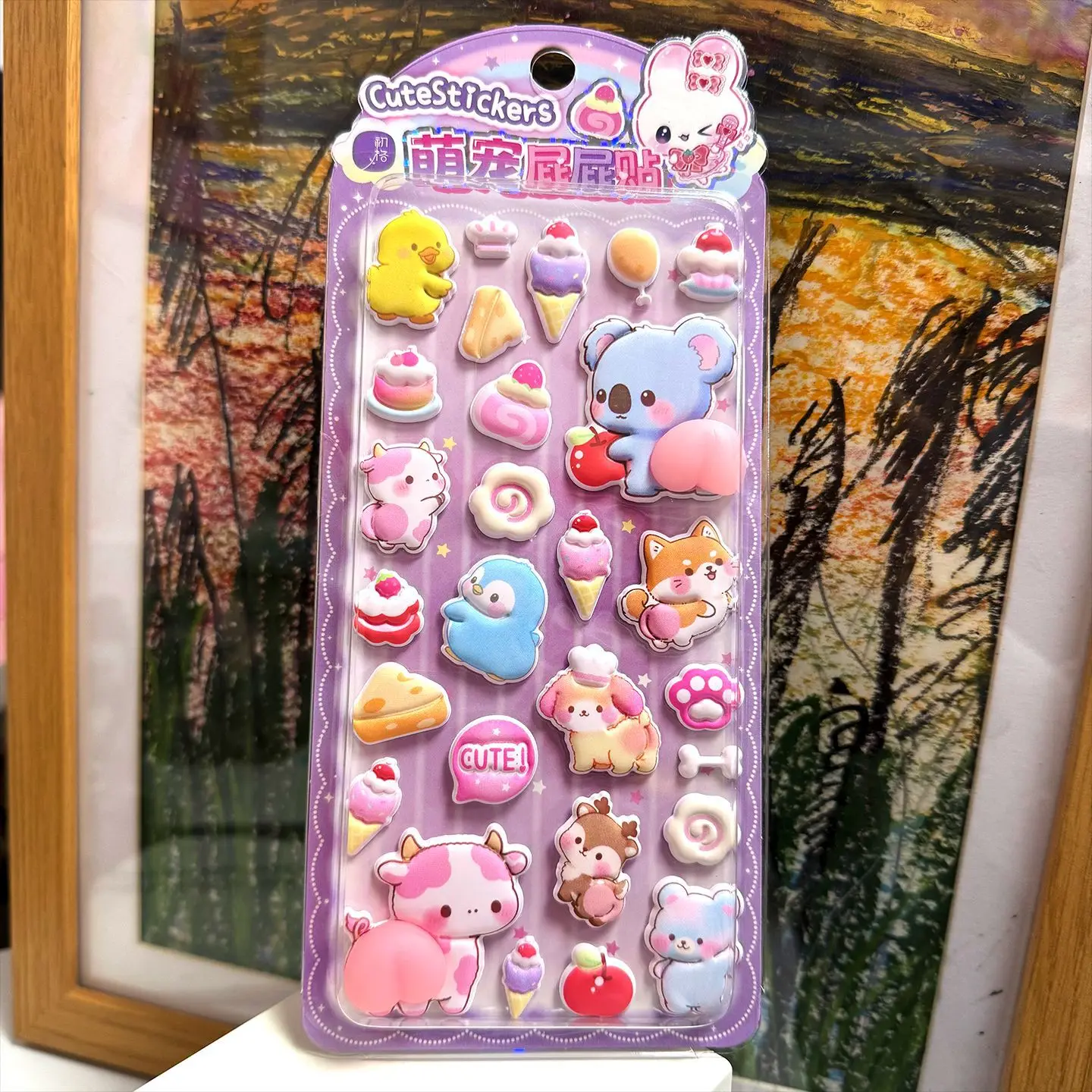 2 szt. Urocze naklejki 3D z miękkiej pianki w kształcie pupy dla niemowląt i zwierząt, pogrubione, urocze figurki zwierząt z prawdziwych kreskówek.