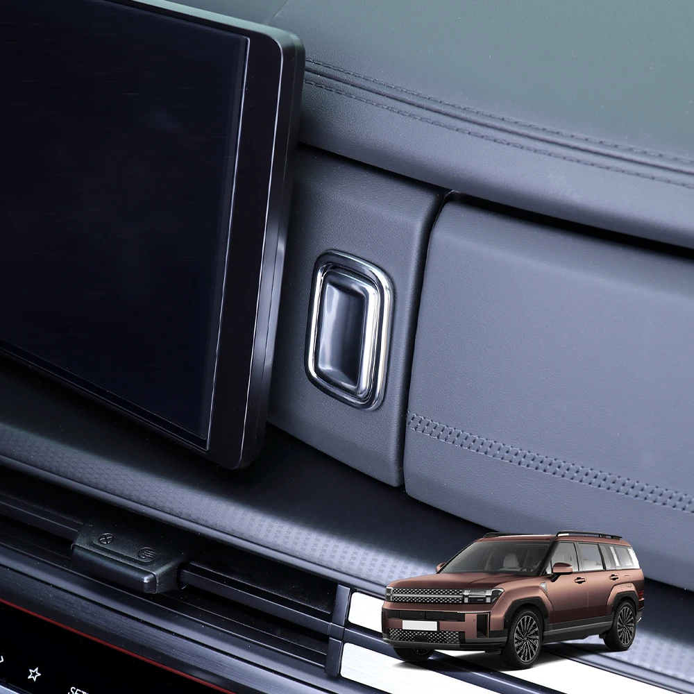 For Hyundai Santa Fe MX5 2024 2025 2PCS ABS Silvery Rear Storage Box Lid Passenger Storage Box Adjust Knob Cover LHD/RHD