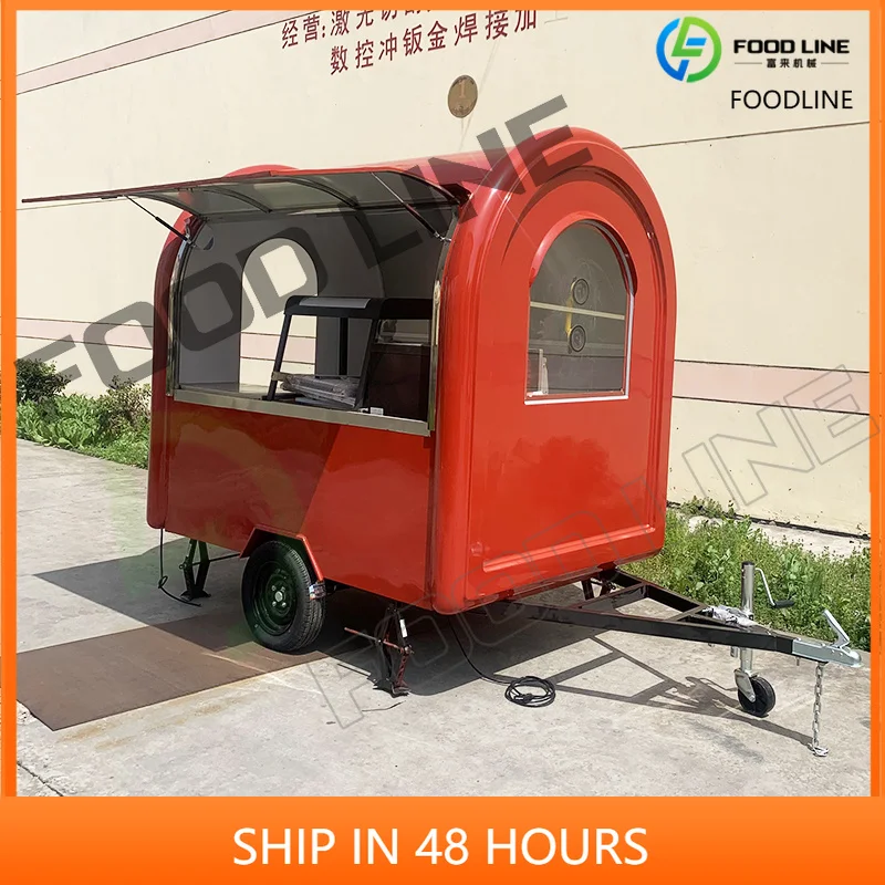 Retro Classic Pizza Food Trailer Mobile Ice Cream Hot Dog Cart Large Space Enclosed Food Truck