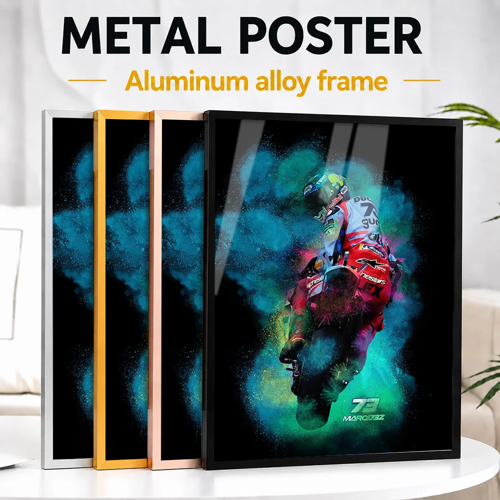 Alex Marquez MotoGP Framed Aluminum Metal Poster Customized Photo High Speed Track Style Wall Art For Garage Unique Rider Gift