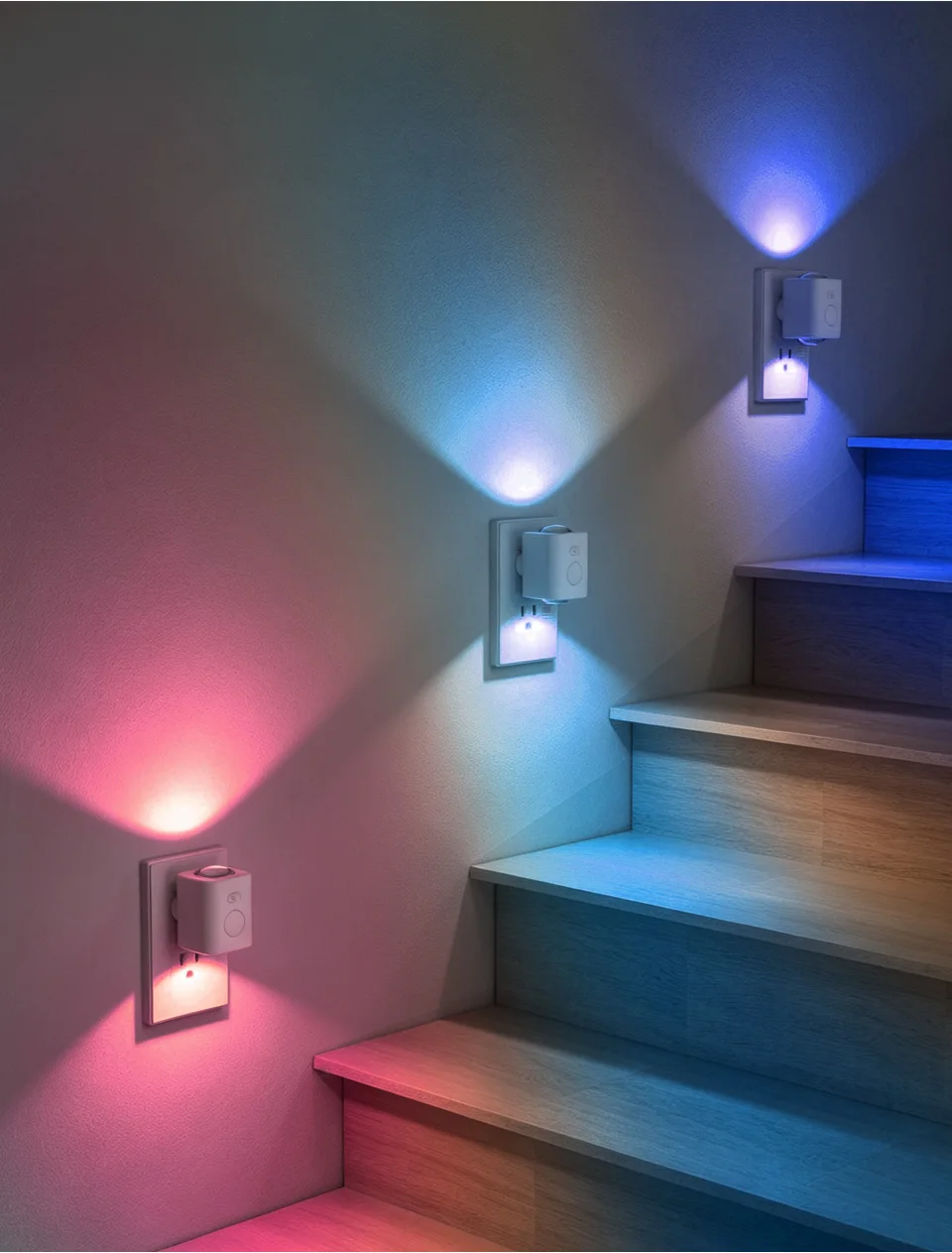 Motion Sensor Plug in Night Light Dimmable LED Wall Lamp with RGB Color Changing for Bedroom Hallway EU Plug