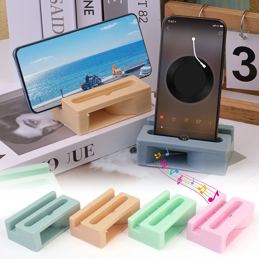 Universal Portable Cell Phone Stand with Sound Amplifier Smart Phone Holder Dock for iPhone 15 14 13 12 Samsung Xiaomi Huawei