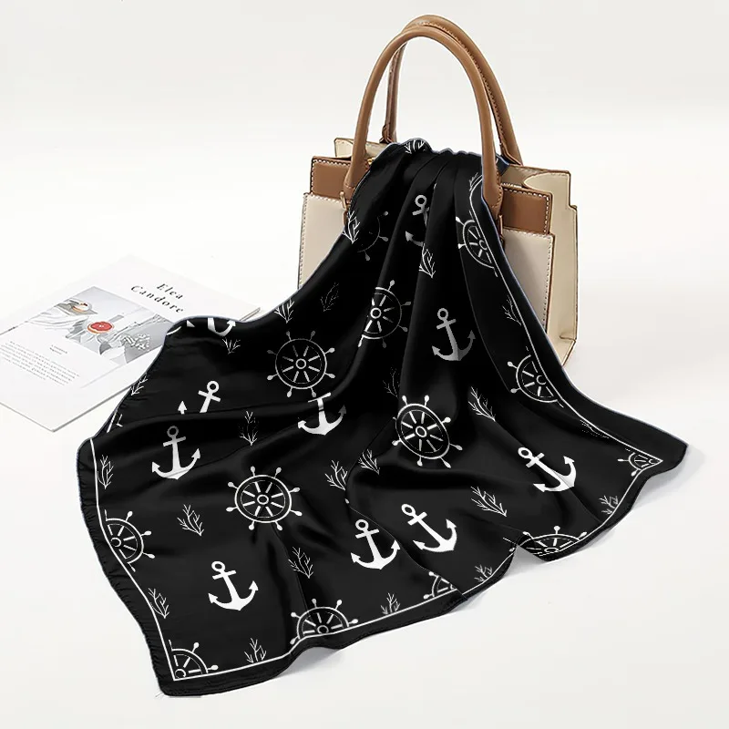 

90CM Navigation Style Scarf with Niche Design, Versatile Shawl for Men and Women, Sun Protection Headscarf with High-end Feel