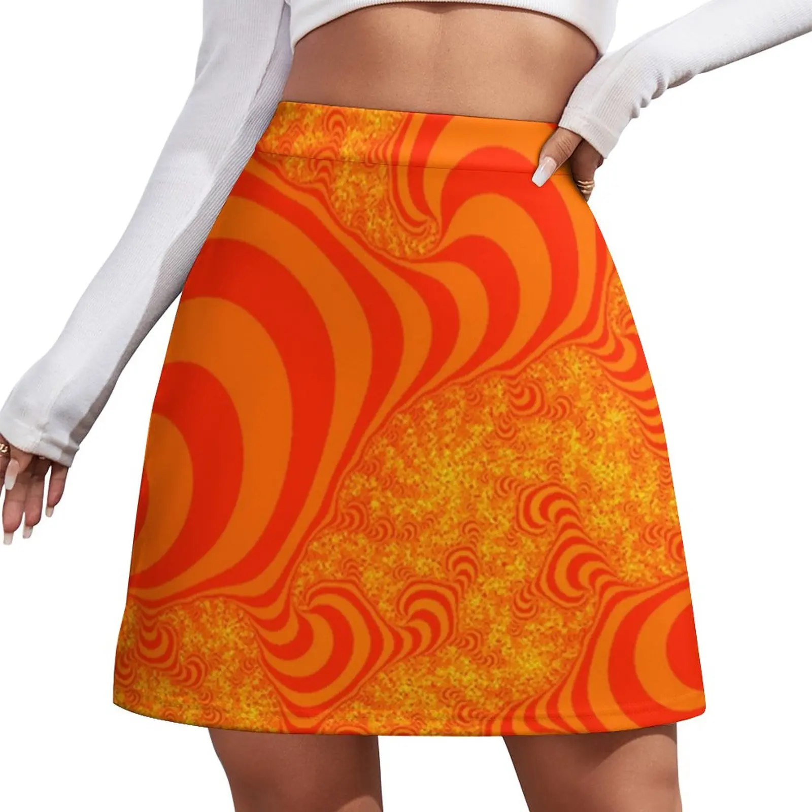 

Orange Fractal Mini Skirt Women's summer dress short skirt new in external clothes