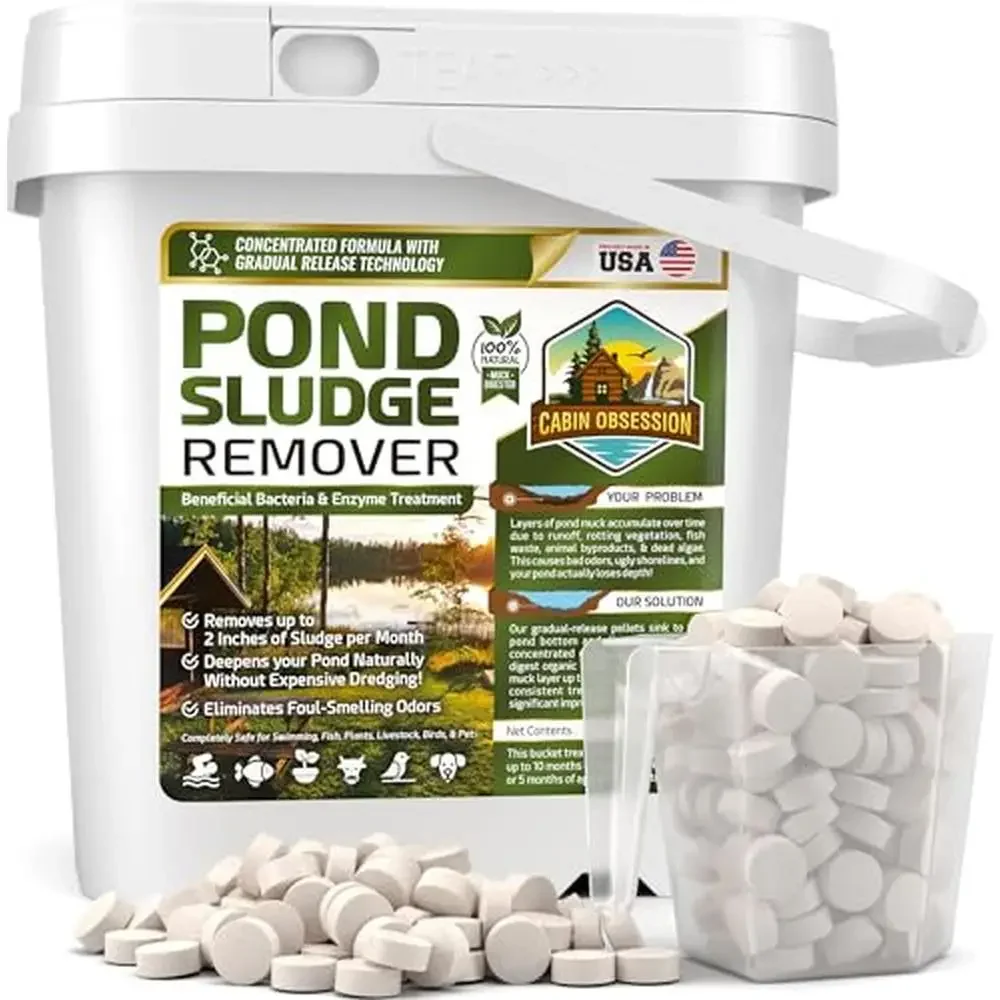 

Natural Pond Sludge Remover Treatment 5 lb Beneficial Bacteria & Enzyme Digester Aquatic Life USA Made Odor Eliminator 10 Month