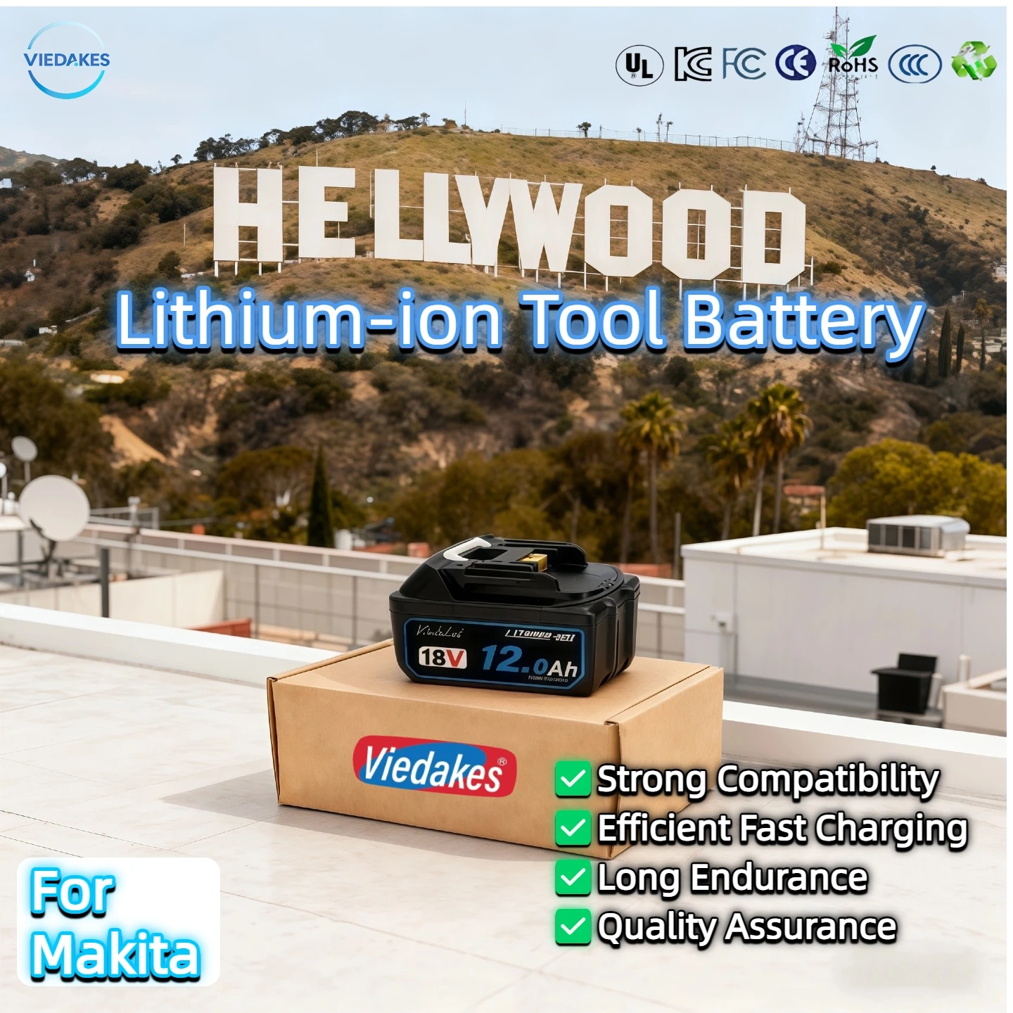 

6Ah/5Ah/3Ah for Makita Battery BL1840 BL1830B BL1850B BL1850 BL1860 BL1815 Replacement Lithium Battery