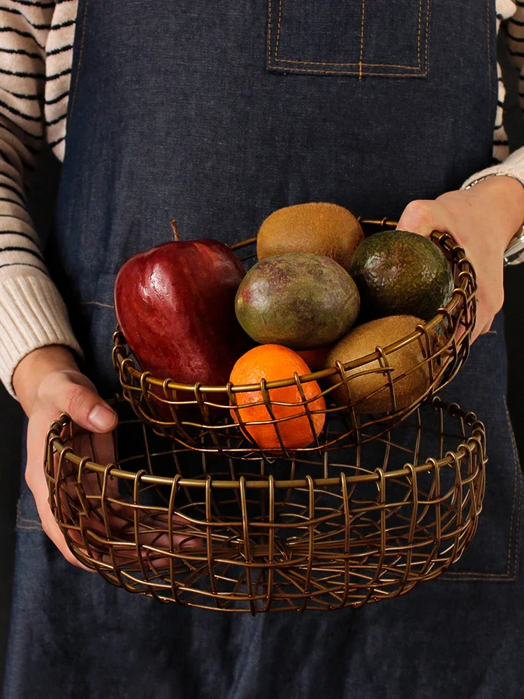 

Retro wrought iron fruit plate basket celebrity bread snack storage basket Home living room coffee table vegetable