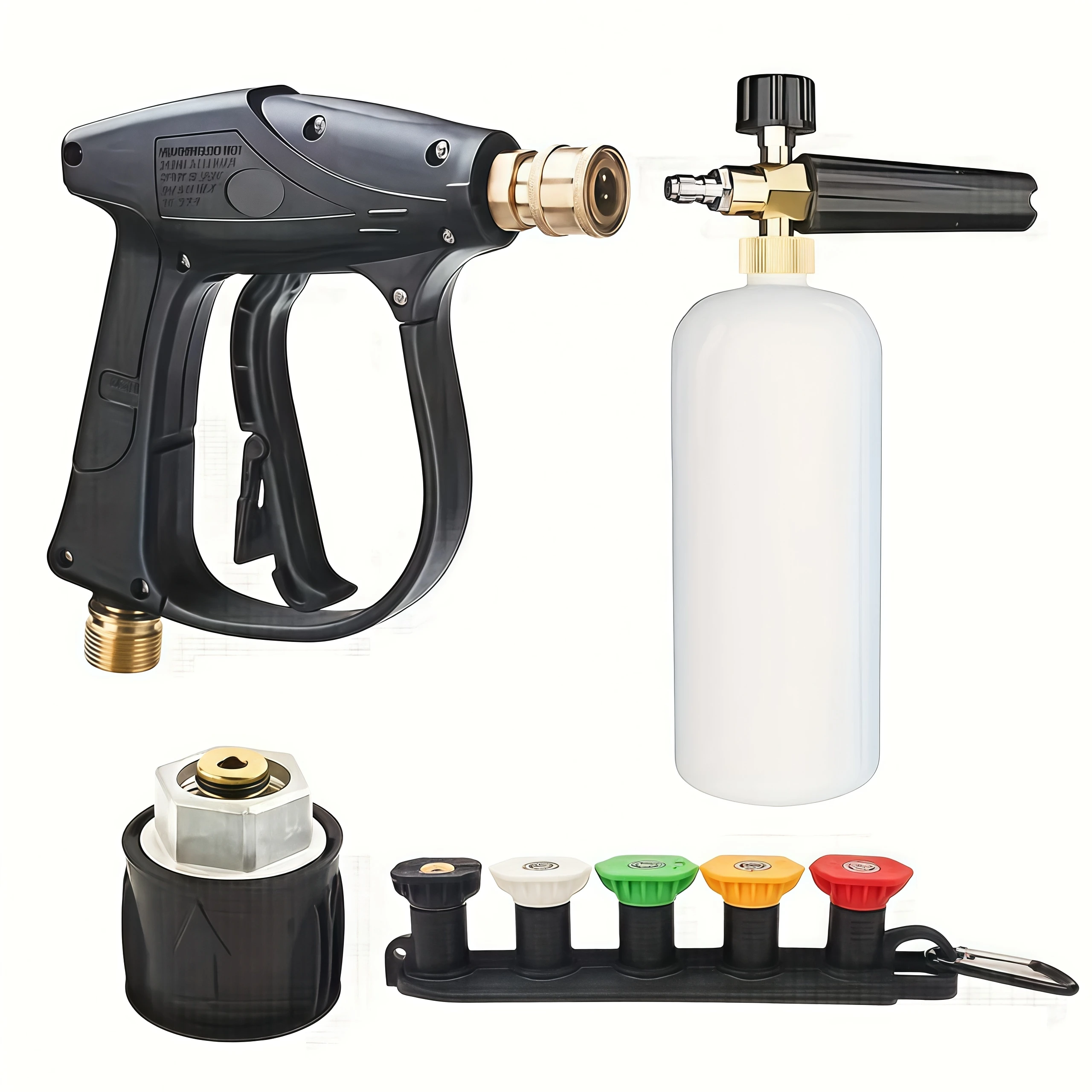 Karcher Adapter Car Wash Kit: High Pressure Washer Gun + Foam Cannon + 5 Spray Nozzles Set for Car Motorcycle Cleaning Tools