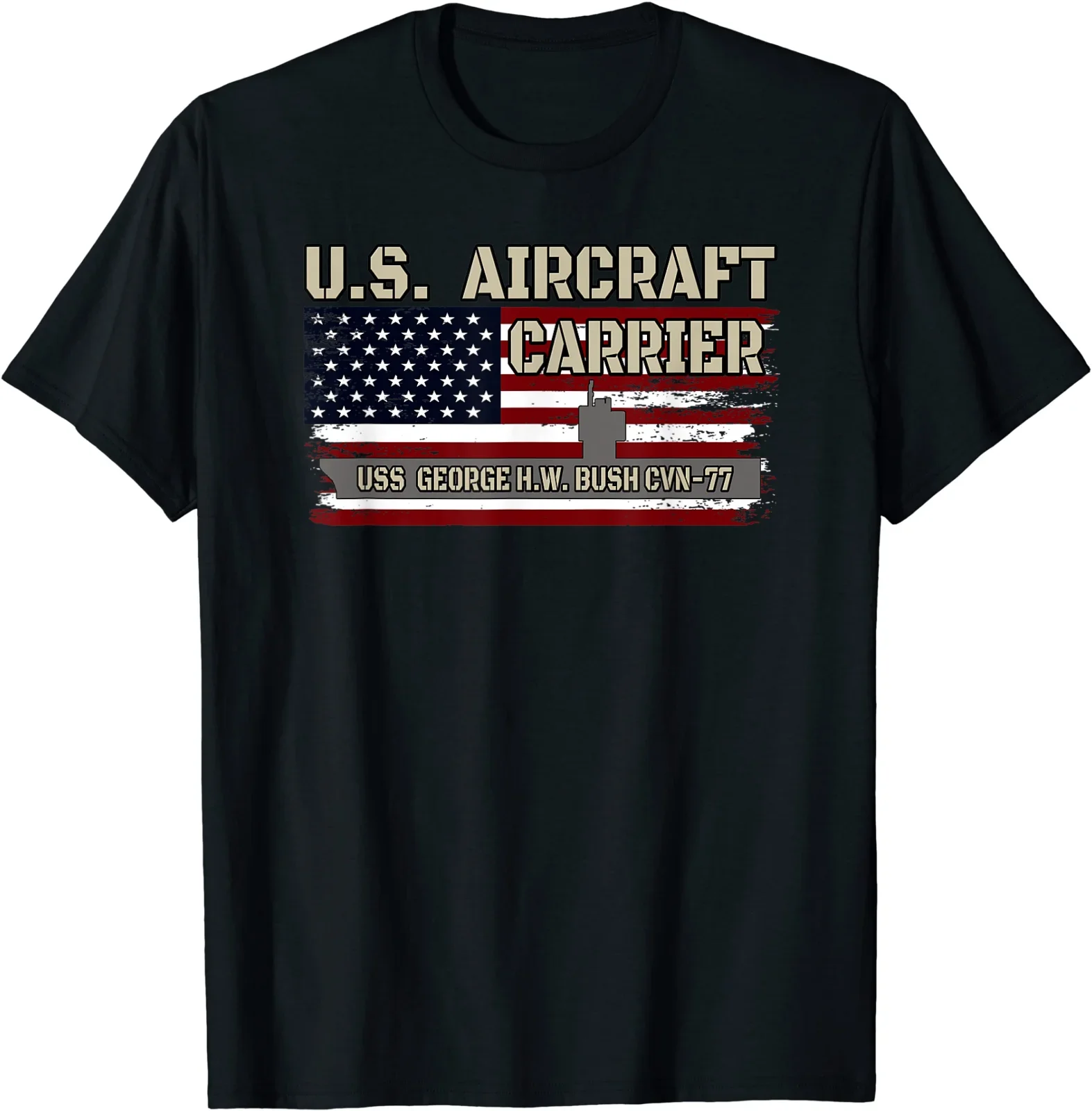 

USS George H.W. Bush CVN-77 Aircraft Carrier Veterans Day T-Shirt Men's 100% Cotton Casual T-shirts Loose Top Size S-3XL