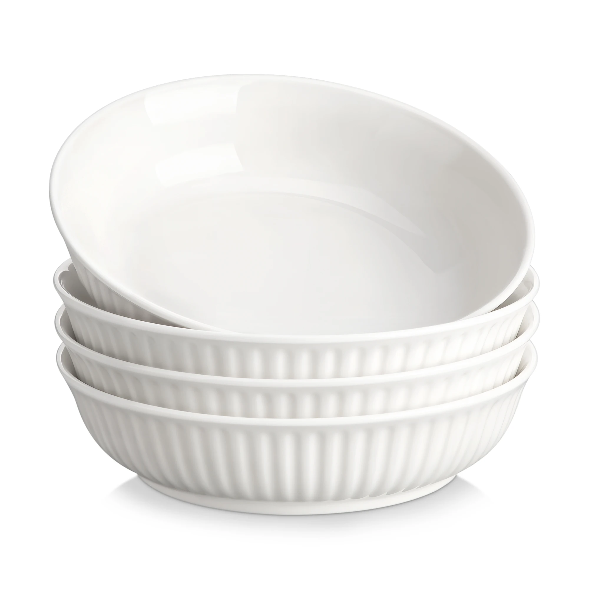 vancasso LEILA 4-teiliges Porzellan-Suppenschalen-Set (4 x 900ml) - Keramikschalen in 2 Farben erhältlich, Schalen für Müsli, Salat, Ramen, Obst oder Dessert Suppenteller