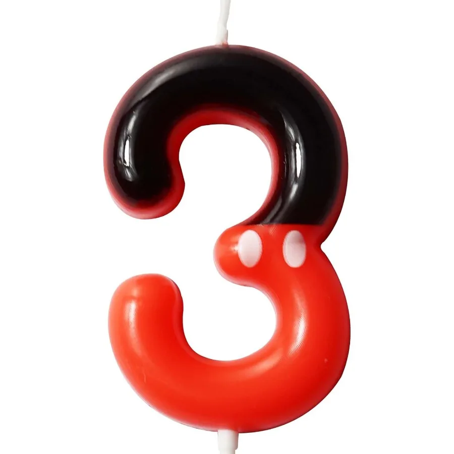 شموع كعكة عيد الميلاد بأرقام حمراء سوداء ونقاط بيضاء لتزيين كب كيك الكيك للأولاد والبنات بطابع كرتوني سعيد لحفلات أعياد الميلاد