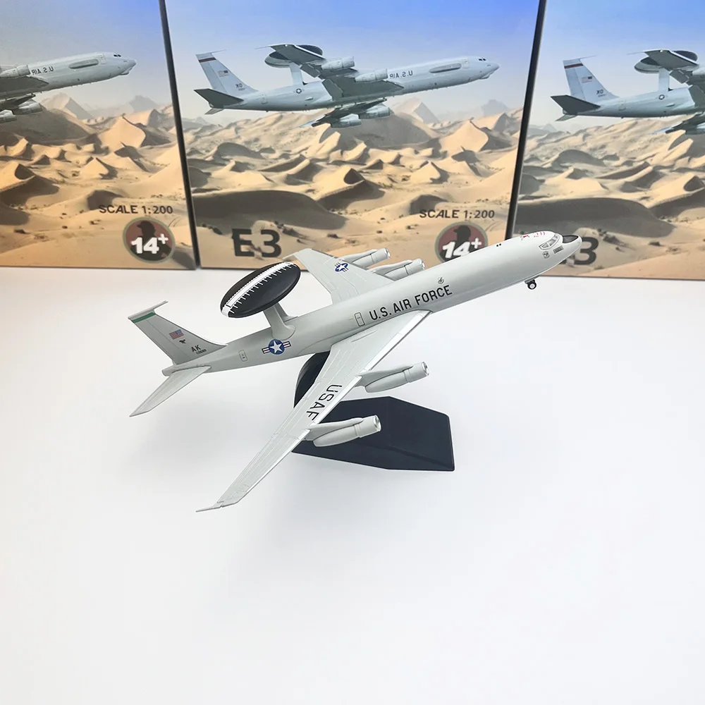 1/200 Schaal E3 Vliegtuig Diecast Afgewerkt Statisch Vliegtuig Model E-3 Sentry AWACS Vroege Waarschuwingsvliegtuigen Metalen Speelgoed Collectie Gift