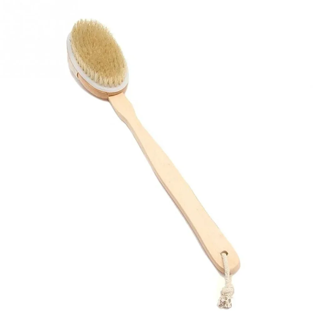 1Pc Wooden Detachable Long Handle Shower Body Brush Bathing Massage Back Body Exfoliating Brush Bathroom Wash Brush Bath Tools