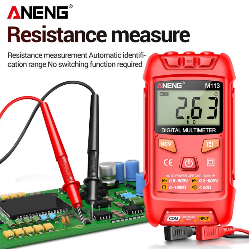 ANENG M113 Inteligent Multimeter 1999 Count Digital AC/DC Voltage Meter Ohm NCV Measuring Mini Instruments Electricity Test Tool