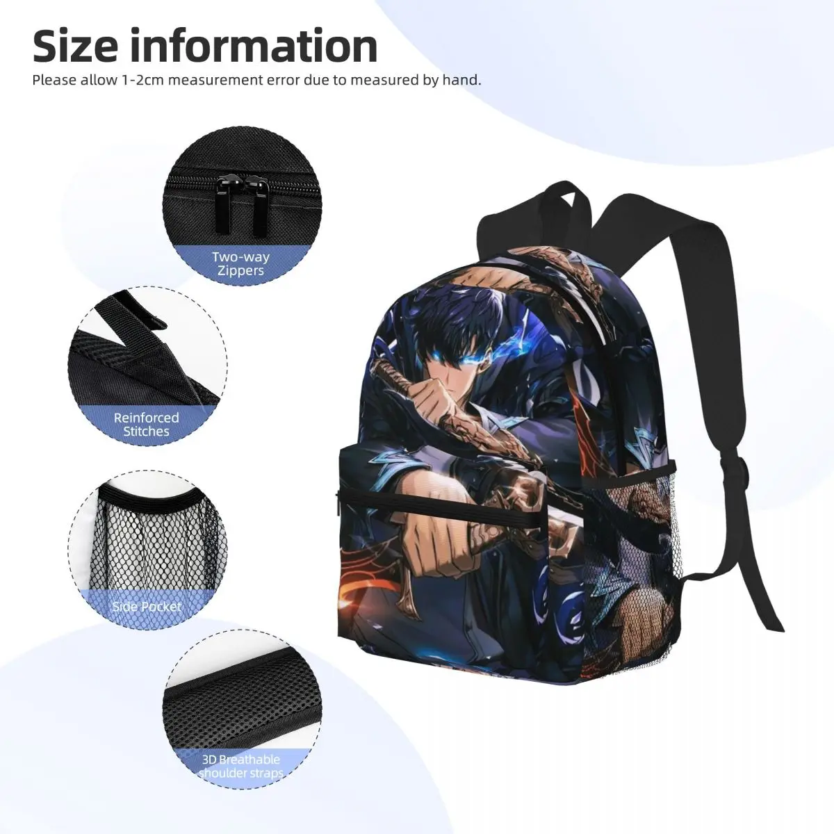 Anime solo nivelamento estudante mochila saco de escola caminhadas viagem daypack para homens mulheres moda bookbag sacos ombro
