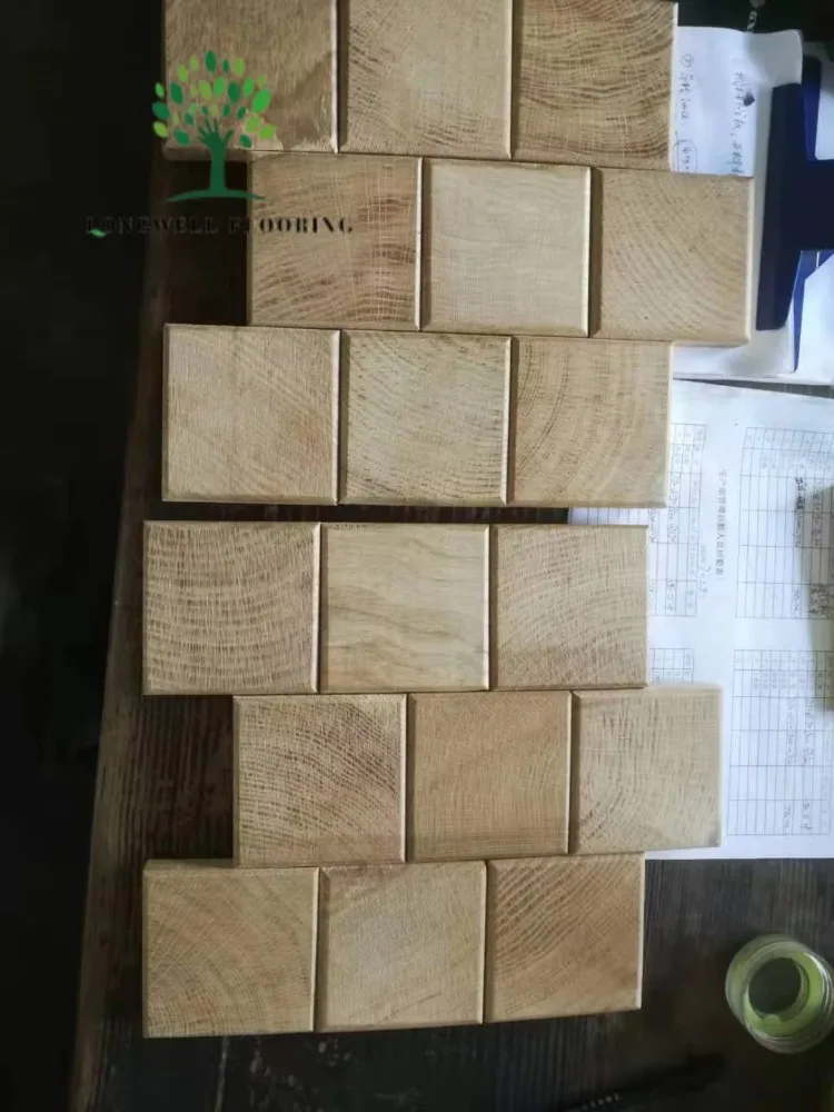 Customized version of solid oak hardwood flooring, oak mosaic pattern wallboard