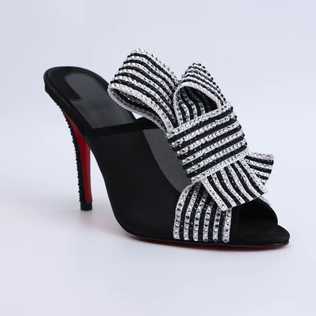 New leather women's sandals, premium mesh luxury brand high heels, breathable mesh shoes, internet sensation