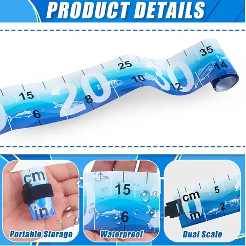 1 st 90 cm/35 tum vattentät fiskmåttlinjal hopfällbar fiskemåttbandsklistermärke fisketillbehör redskapsverktyg 6 best sales fiskelinjal - №5