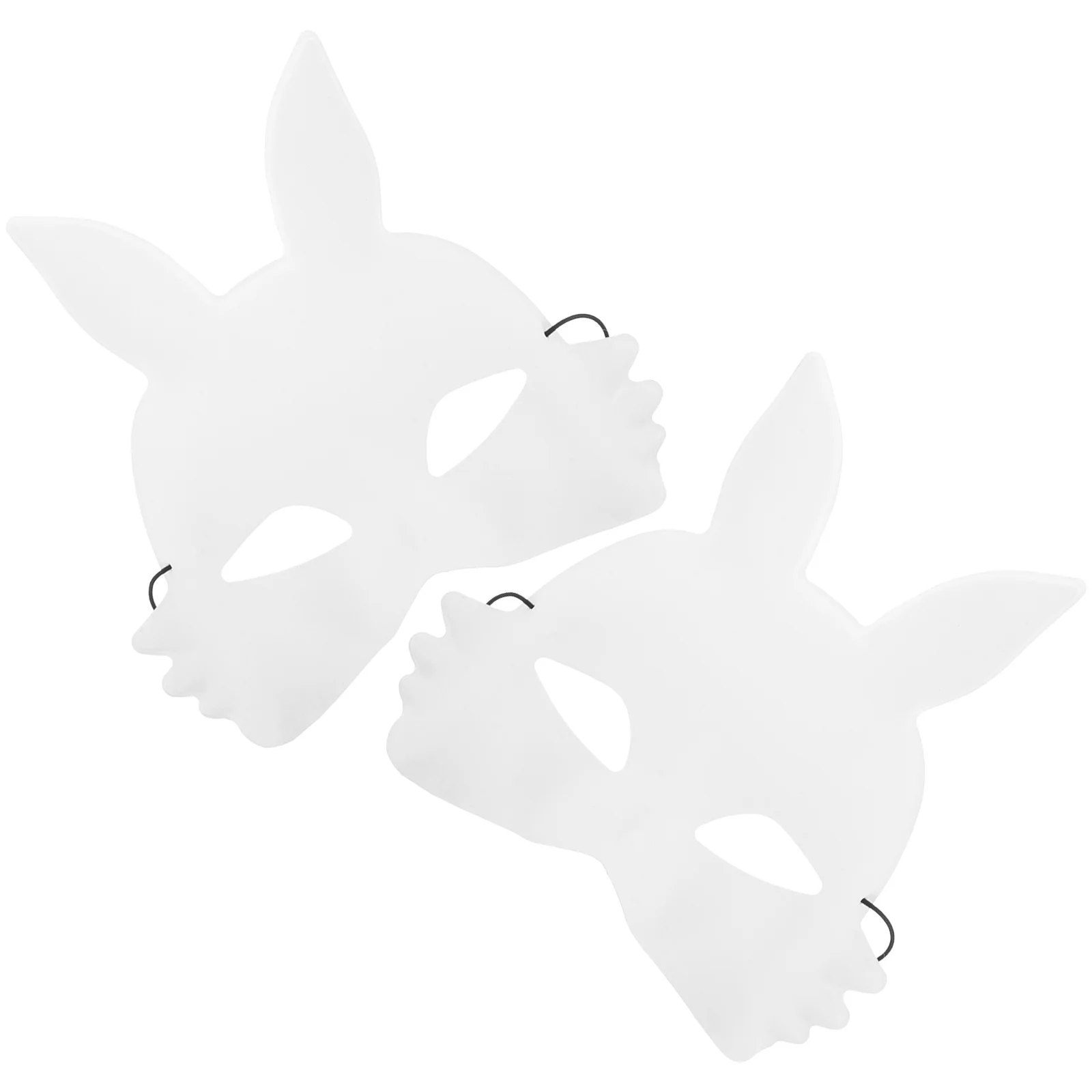 

2Pcs White Blank Rabbit Mask Half Face Bunny Mask DIY Painting Halloween Costume Masquerade Party Accessory Halloween Masks