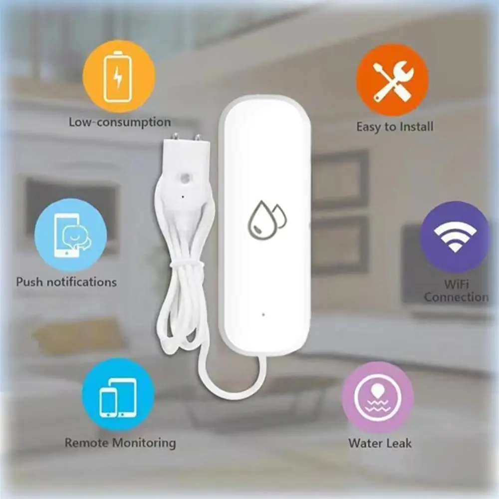 Tuya Smart WiFi Flood Leakage Sensor Remote Control Water Immersion Sensor Water Overflow Level Detector Alarm Security System