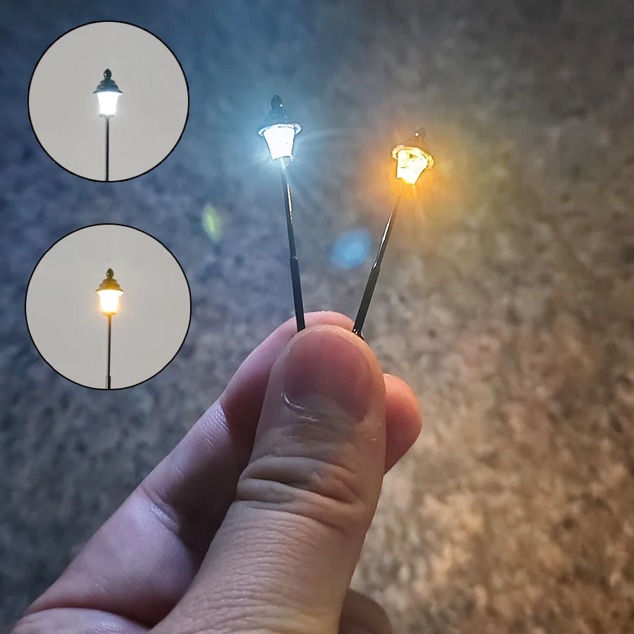 2PCS Miniature Street Lamp HO 1:87 Scale 3V Model Light DIY Architecture Building Railway Train/Dollhouse Fairy Decor Materials