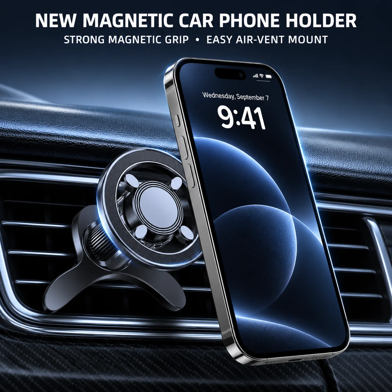 For Magsafe Car Phone Holder, Magnetic Mobile Stand GPS Mount Bracket for iPhone 15 14 Samsung Xiaomi