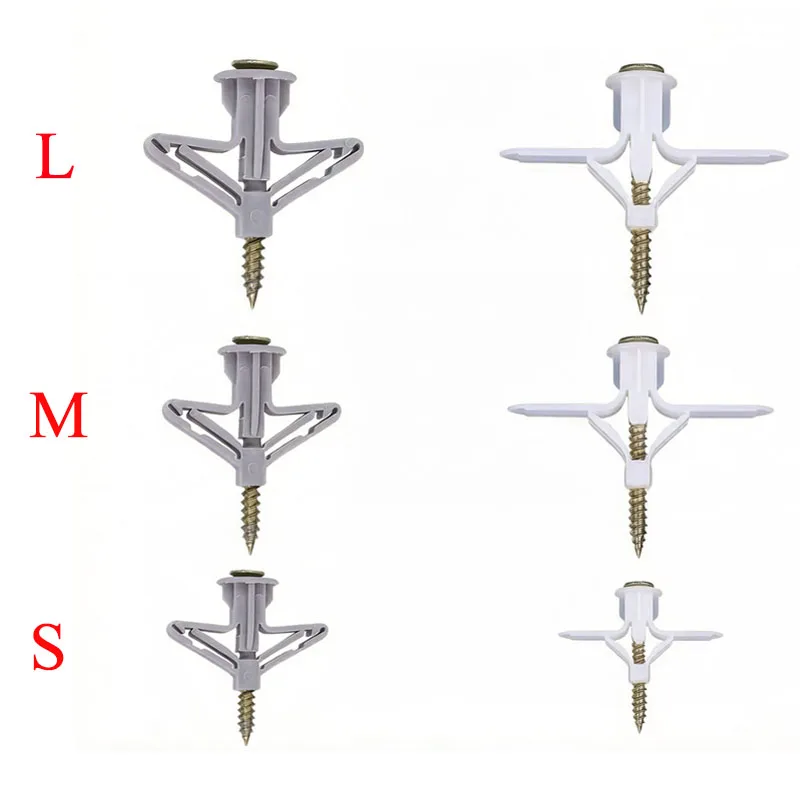 

5-50 sets Plastic Drywall Anchor with Screw Kit for Thickened Double-Layer Gypsum Board Hollow Wall Expansion Screw Drywall Bolt