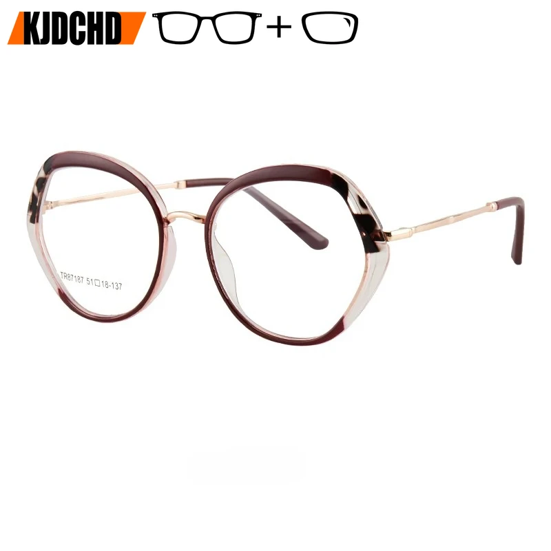 

KJDCHD High-quality Round Prescription Glasses for Women Handmade Acetate Photochromic Optical Eyeglasses Progressive Eyewear